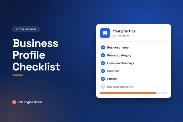 Google Business Profile checklist: illustration of a Google Business Profile checklist with items ticked off