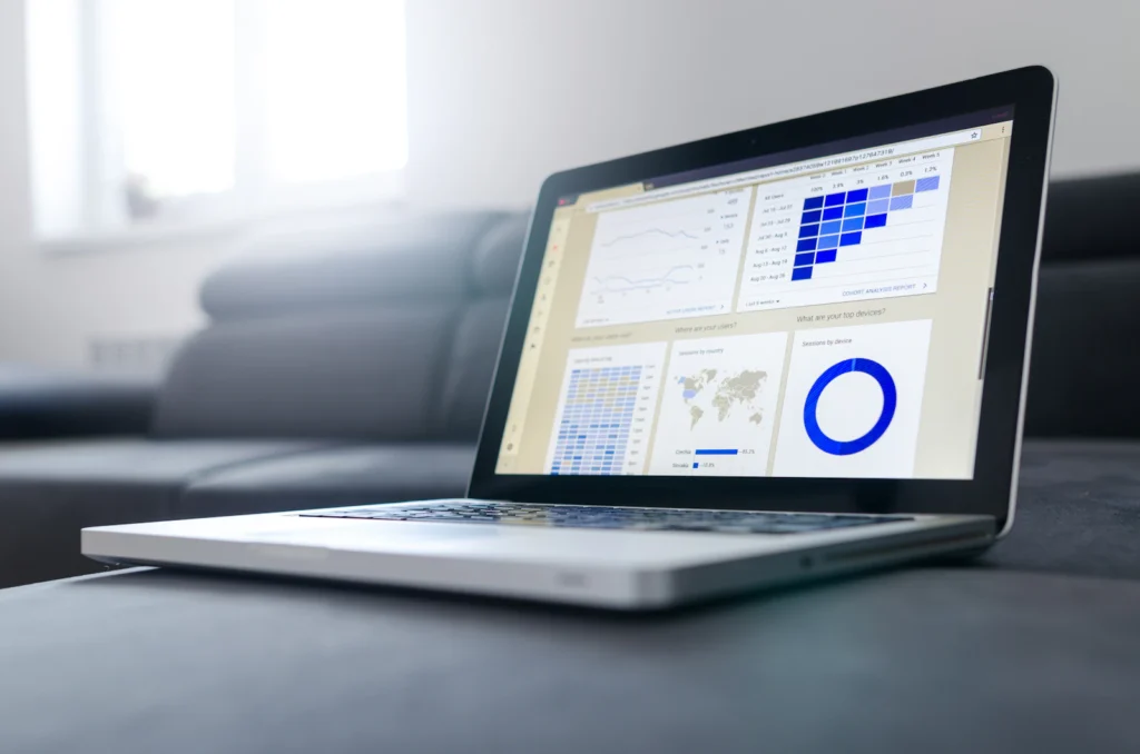 Paid Search Management 1 Laptop showing paid search performance for a healthcare PPC account