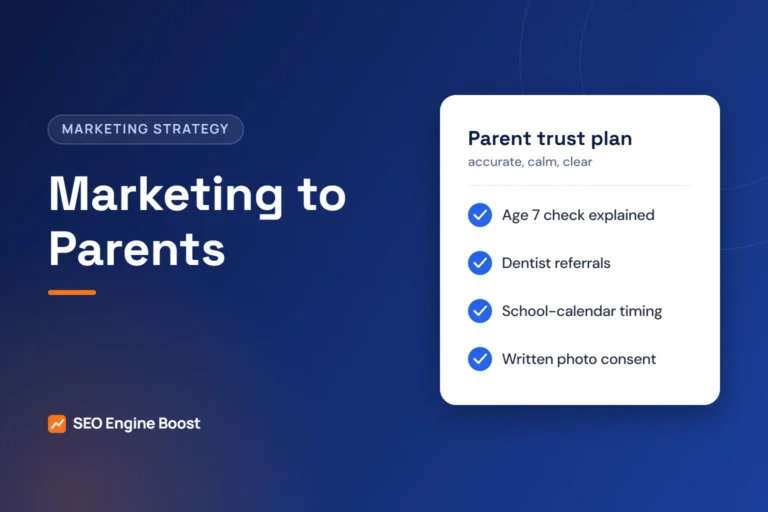 Illustration of a checklist for orthodontic marketing to parents of children and teens