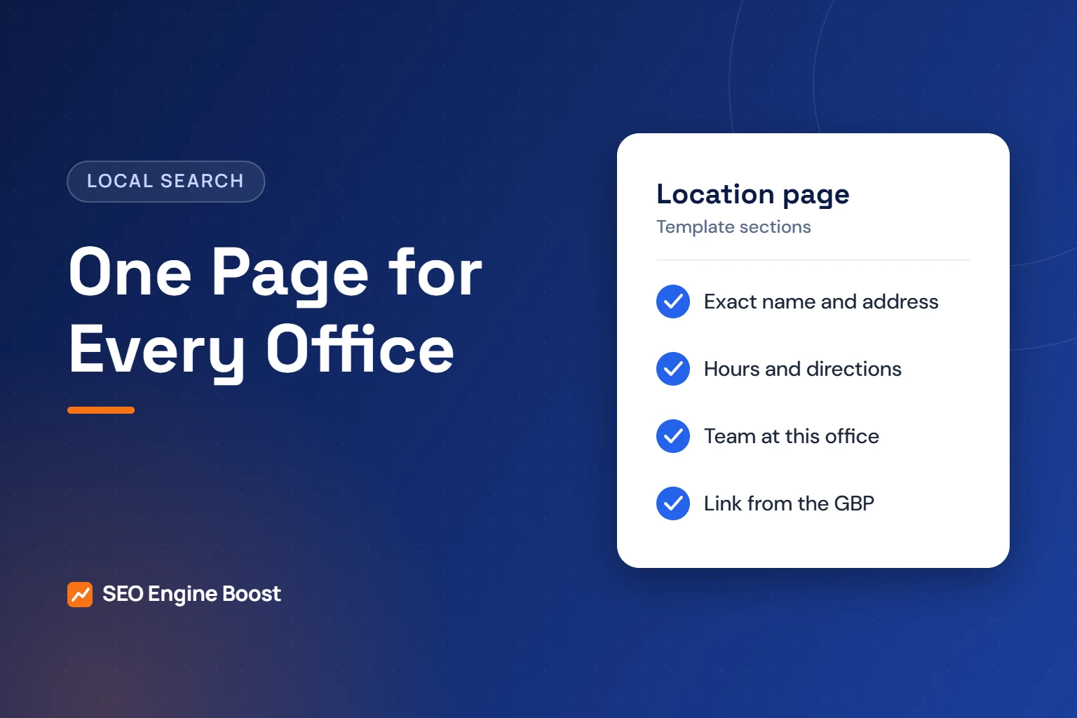 Illustration of a location page template checklist for an orthodontic office