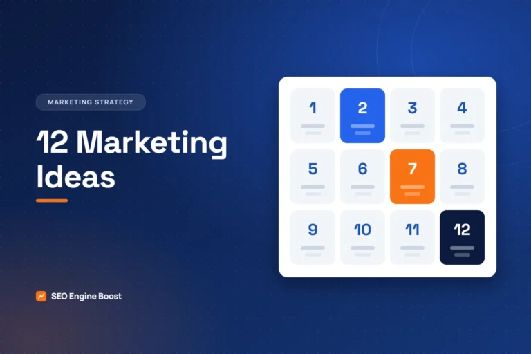 Orthodontic marketing ideas: illustration of twelve numbered tiles representing marketing ideas