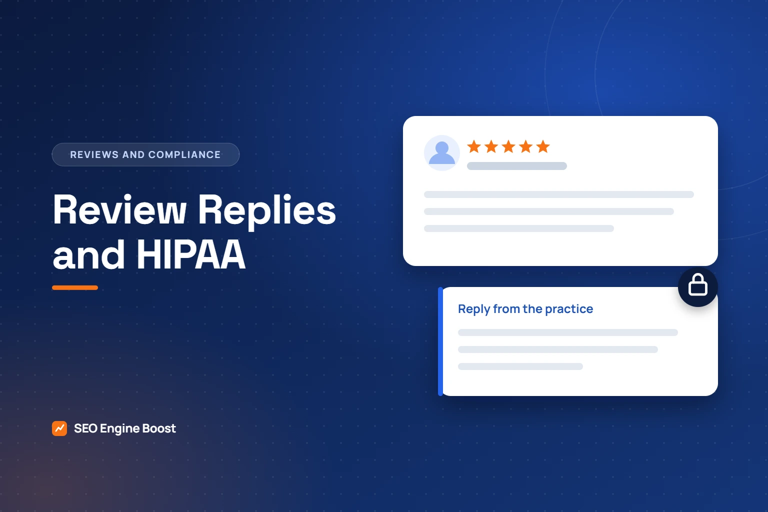 Respond to patient reviews: illustration of a review reply marked with a privacy lock